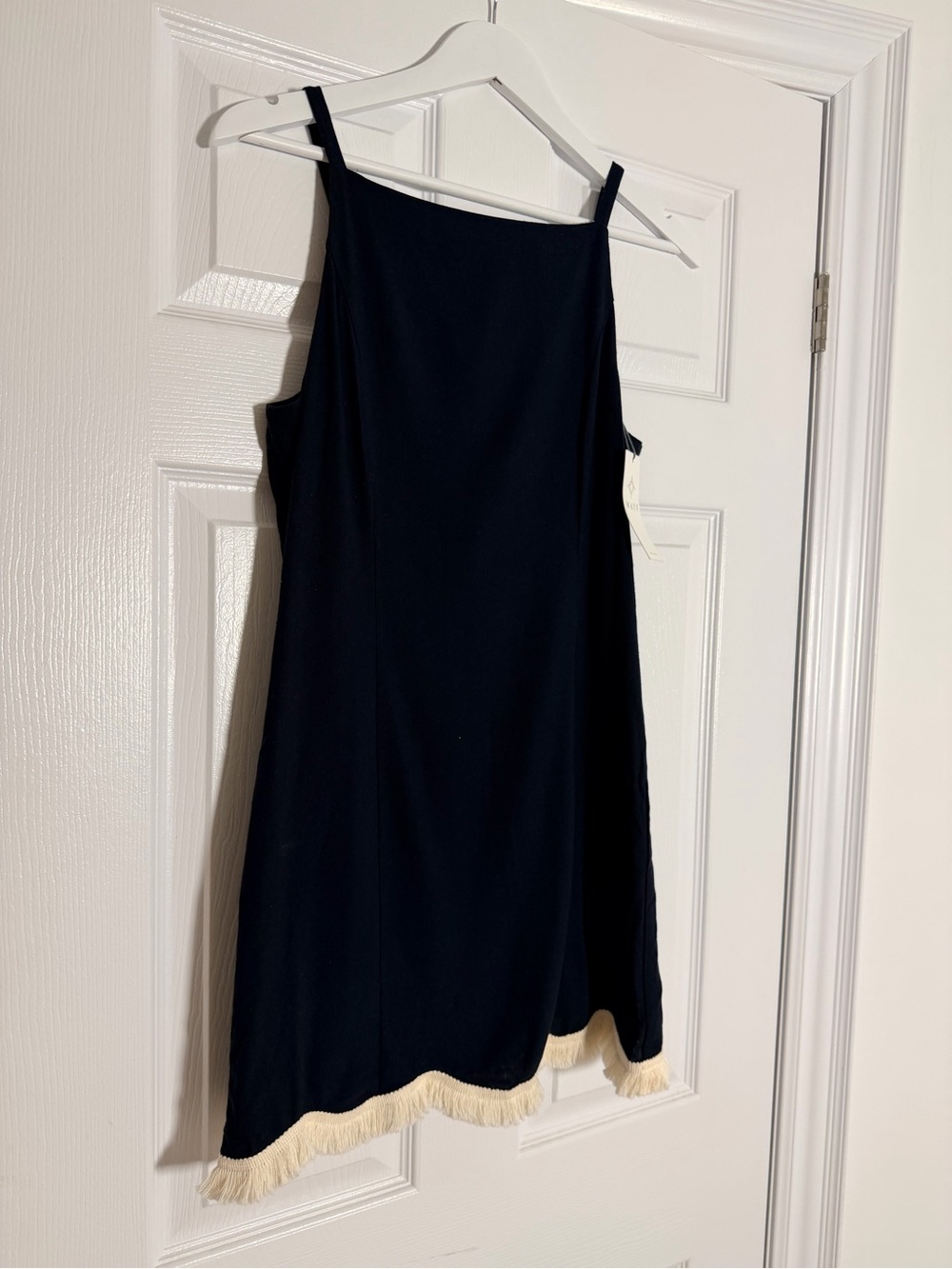 WAYF Black Fringe Hem Mini Shift Dress NWT Size Small